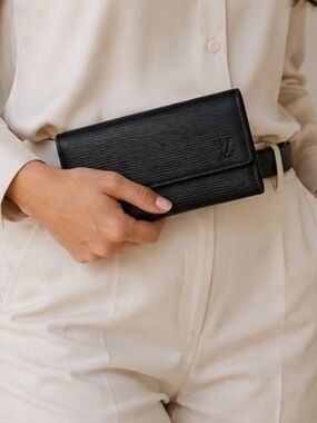 Louis Vuitton Vintage Black Epi Leather Long Wallet